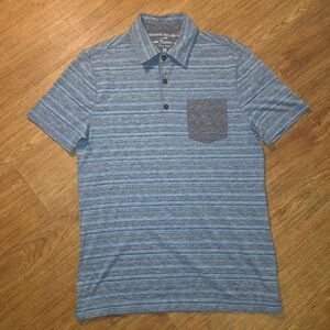 Banana Republic Blue Striped Polo with Heathered Chest Pocket